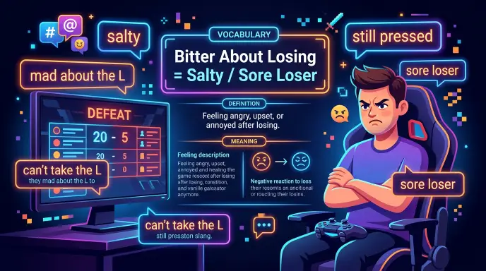 Bitter about losing in slang