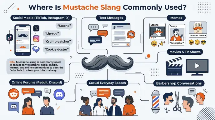 Where Is Mustache Slang Commonly Used?